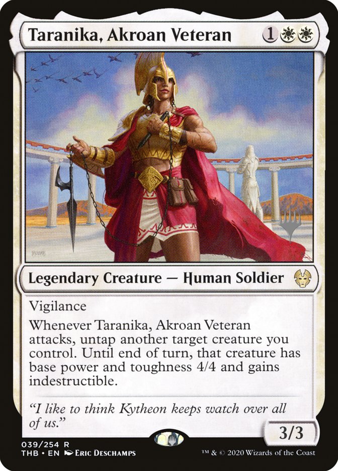 Taranika, Akroan Veteran (Promo Pack) [Theros Beyond Death Promos] | Devastation Store