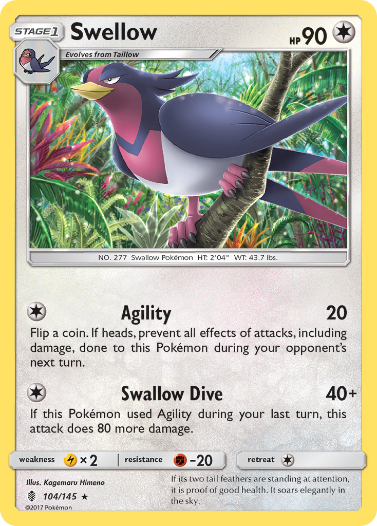 Swellow (104/145) [Sun & Moon: Guardians Rising] | Devastation Store