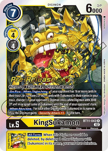 KingSukamon [BT11-043] [Dimensional Phase Pre-Release Promos] | Devastation Store