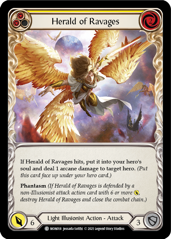 Herald of Ravages (Yellow) (Rainbow Foil) [MON018-RF] 1st Edition Rainbow Foil - Devastation Store | Devastation Store