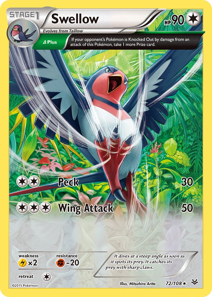 Swellow (72/108) (Theme Deck Exclusive) [XY: Roaring Skies] | Devastation Store