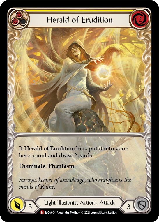 Herald of Erudition (Extended Art Rainbow Foil) [MON004-EA] 1st Edition Rainbow Foil - Devastation Store | Devastation Store