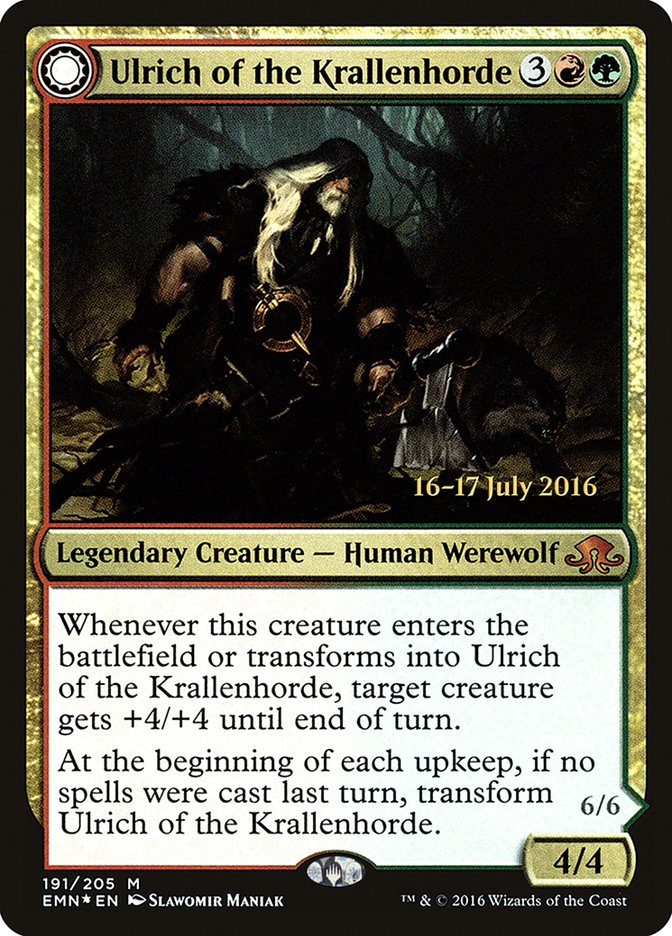 Ulrich of the Krallenhorde // Ulrich, Uncontested Alpha  [Eldritch Moon Prerelease Promos] - Devastation Store | Devastation Store