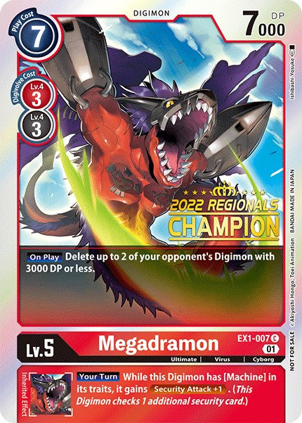 Megadramon [EX1-007] (2022 Championship Online Regional) (Online Champion) [Classic Collection Promos] | Devastation Store