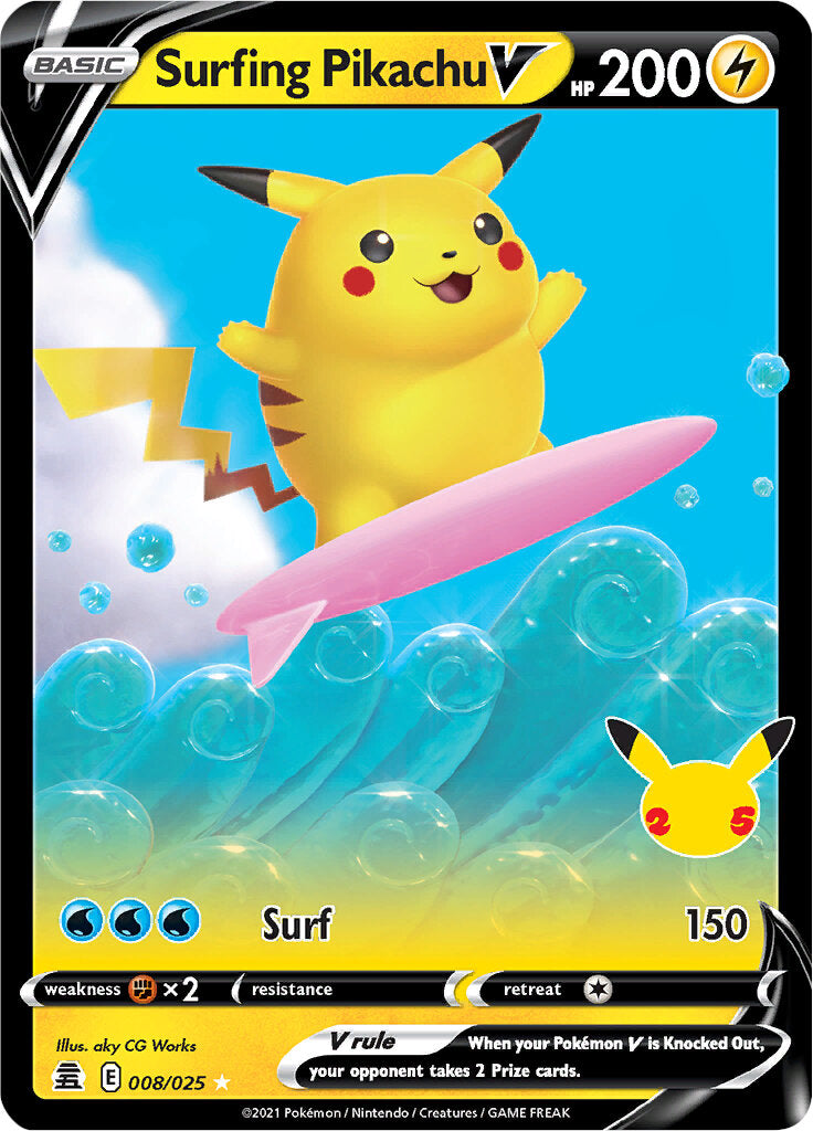 Surfing Pikachu V (008/025) [Celebrations: 25th Anniversary] | Devastation Store