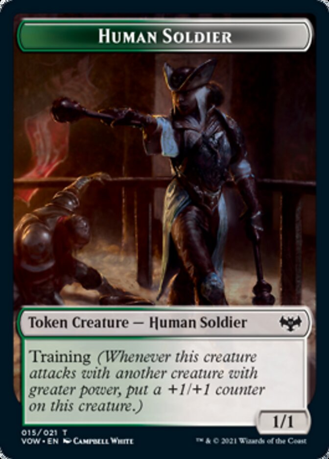 Zombie (008) // Human Soldier Double-sided Token [Innistrad: Crimson Vow Tokens] | Devastation Store