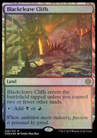 Blackcleave Cliffs [Phyrexia: All Will Be One Prerelease Promos] | Devastation Store