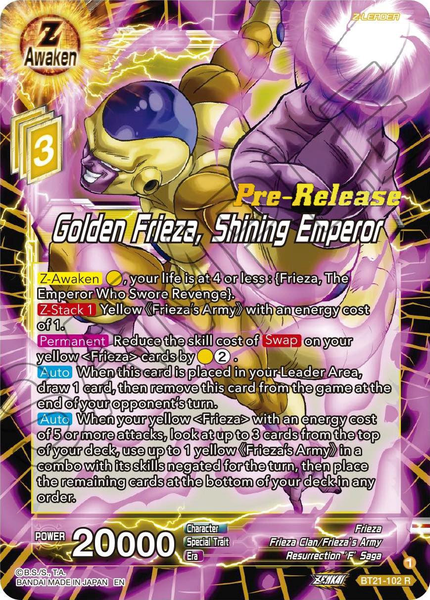 Golden Frieza, Shining Emperor (BT21-102) [Wild Resurgence Pre-Release Cards] | Devastation Store