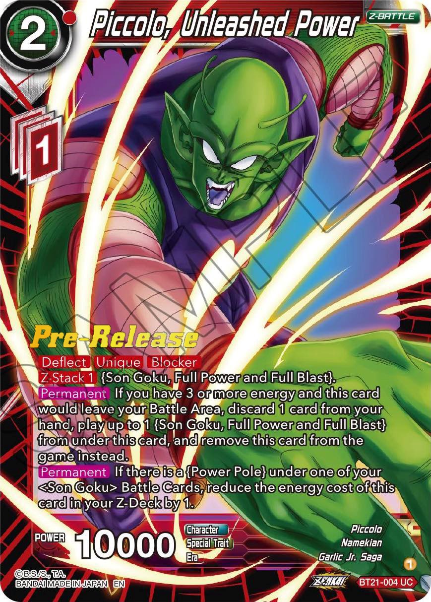 Piccolo, Unleashed Power (BT21-004) [Wild Resurgence Pre-Release Cards] | Devastation Store