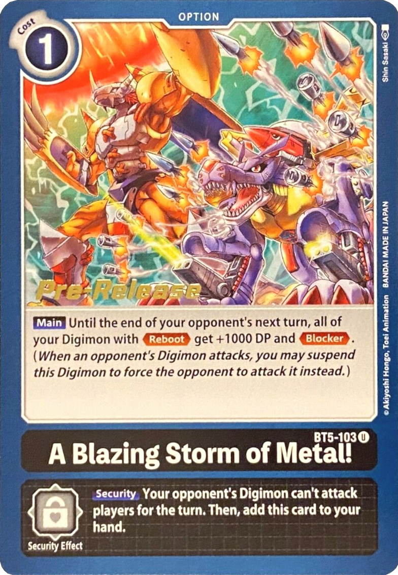 A Blazing Storm of Metal! [BT5-103] [Battle of Omni Pre-Release Promos] | Devastation Store