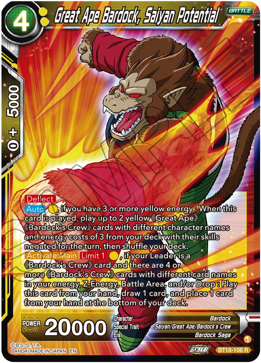 Great Ape Bardock, Saiyan Potential (BT18-106) [Dawn of the Z-Legends] | Devastation Store