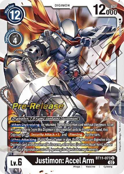 Justimon: Accel Arm [BT11-073] [Dimensional Phase Pre-Release Promos] | Devastation Store