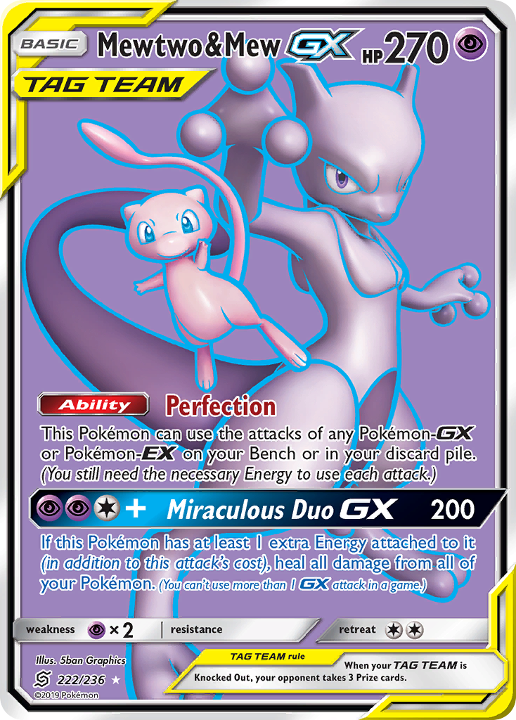 Mewtwo & Mew GX (222/236) [Sun & Moon: Unified Minds] | Devastation Store