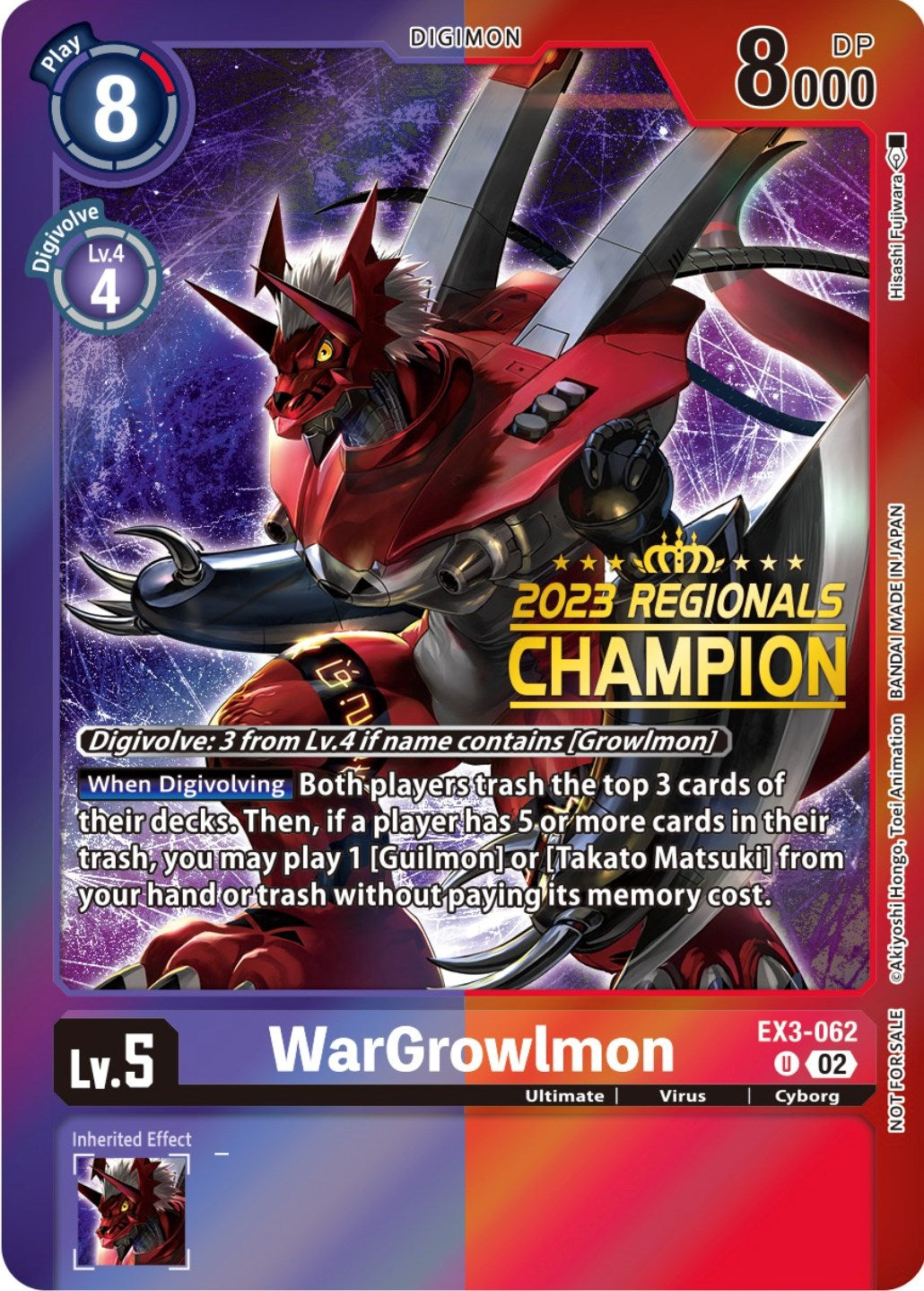 WarGrowlmon [EX3-062] (2023 Regionals Champion) [Draconic Roar Promos] | Devastation Store