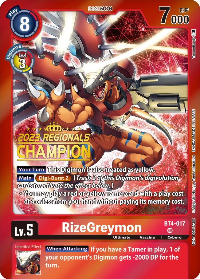 RizeGreymon [BT4-017] (2023 Regionals Champion) [Great Legend Promos] | Devastation Store