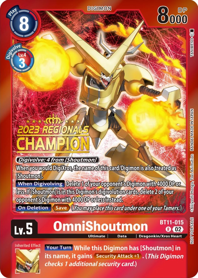 OmniShoutmon [BT11-015] (2023 Regionals Champion) [Dimensional Phase Promos] | Devastation Store