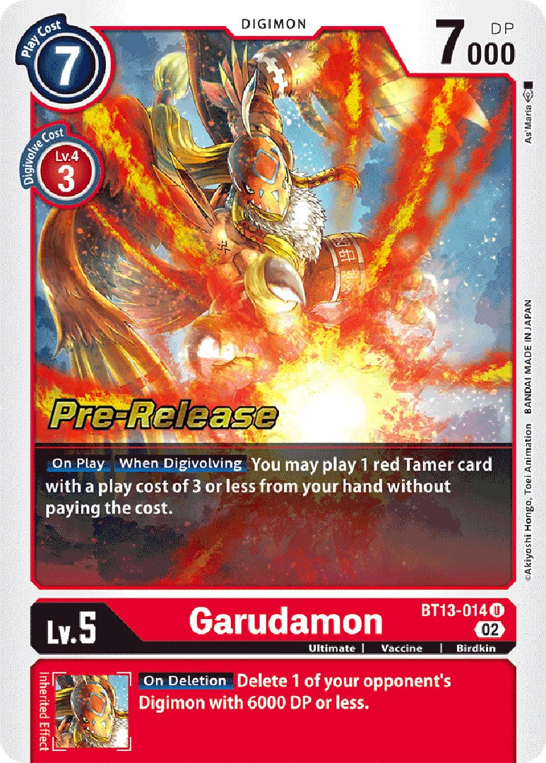 Garudamon [BT13-014] [Versus Royal Knight Booster Pre-Release Cards] | Devastation Store