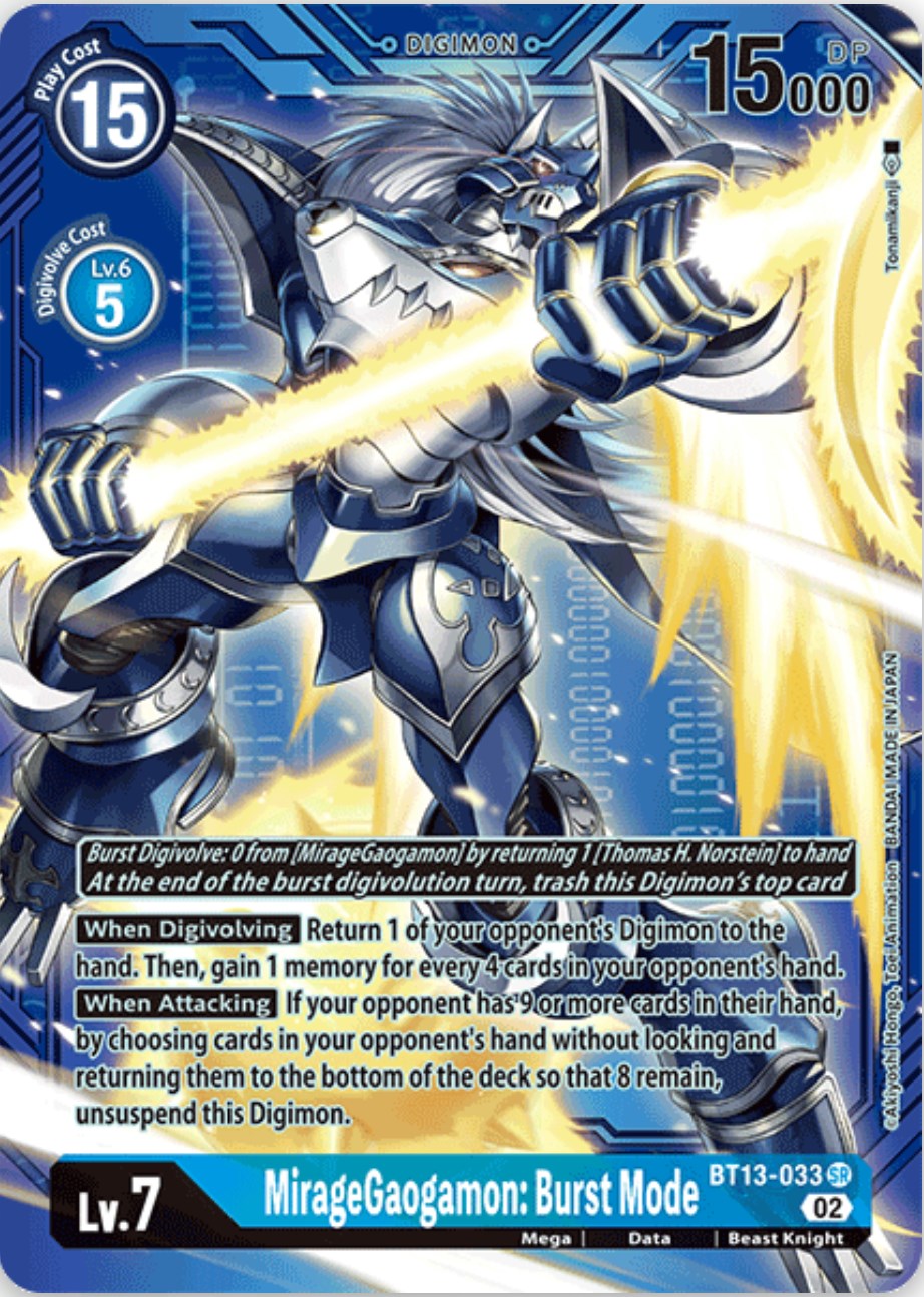 MirageGaogamon: Burst Mode [BT13-033] (Alternate Art with Blue Background) [Versus Royal Knights Booster] | Devastation Store