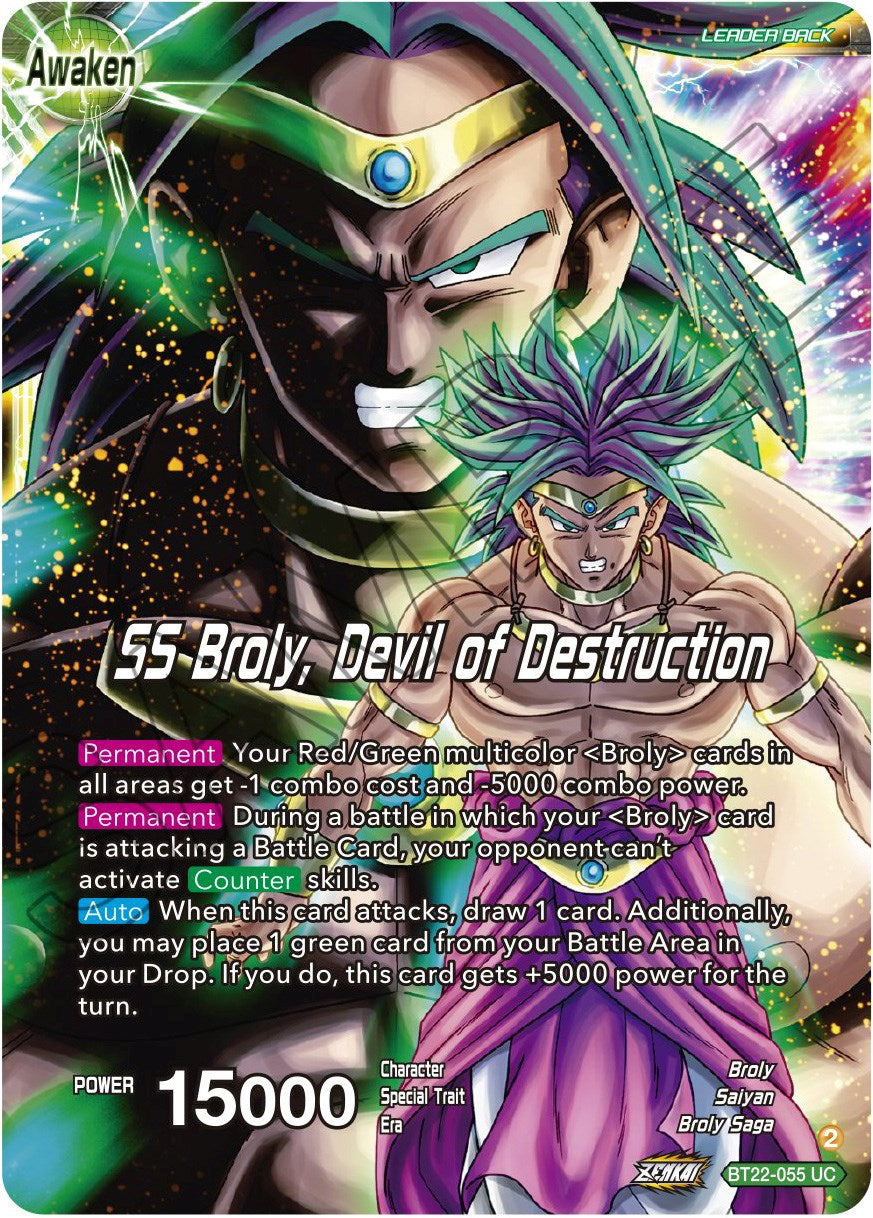 Broly & Paragus // SS Broly, Devil of Destruction (BT22-055) [Critical Blow] | Devastation Store