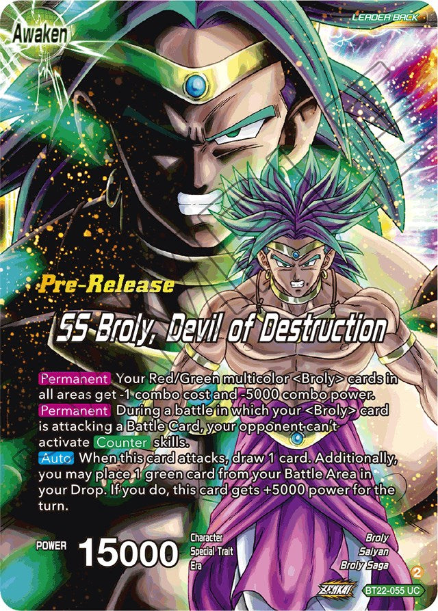 Broly & Paragus // SS Broly, Devil of Destruction (BT22-055) [Critical Blow Prerelease Promos] | Devastation Store