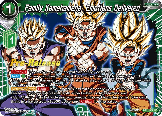 Family Kamehameha, Emotions Delivered (BT22-059) [Critical Blow Prerelease Promos] | Devastation Store
