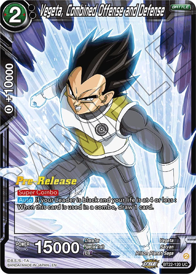 Vegeta, Combined Offense and Defense (BT22-120) [Critical Blow Prerelease Promos] | Devastation Store