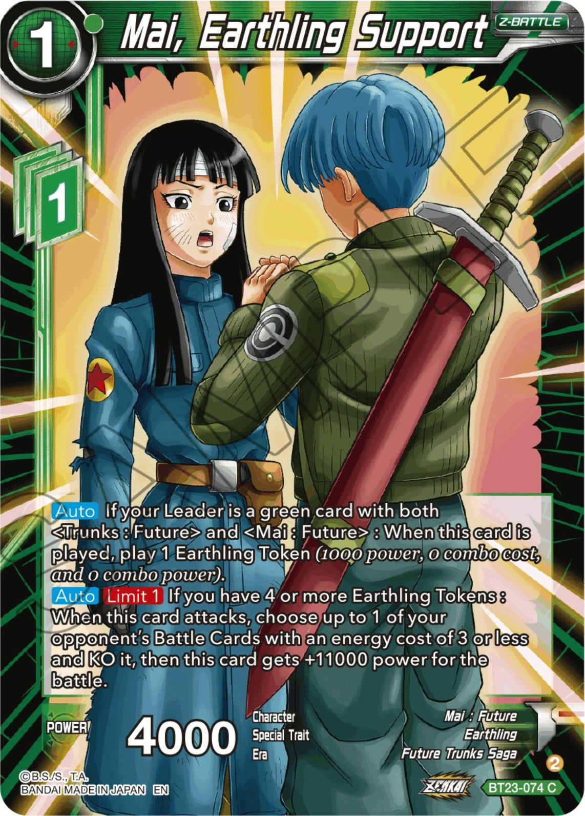 Mai, Earthling Support (BT23-074) [Perfect Combination] | Devastation Store