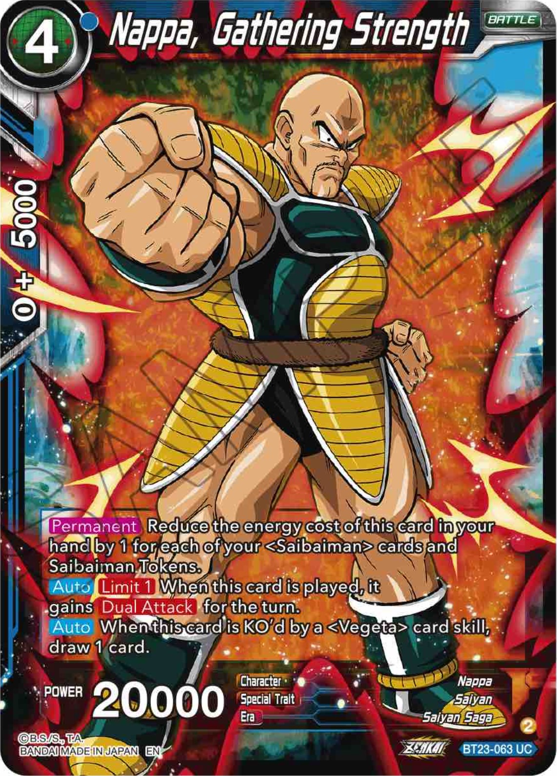 Nappa, Gathering Strength (BT23-063) [Perfect Combination] | Devastation Store