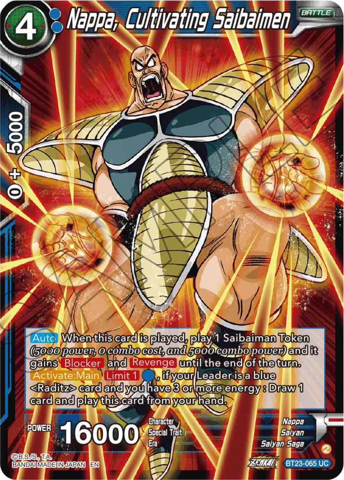 Nappa, Cultivating Saibaimen (BT23-065) [Perfect Combination] | Devastation Store