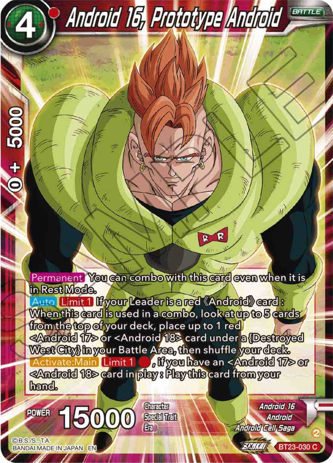 Android 16, Prototype Android (BT23-030) [Perfect Combination] | Devastation Store