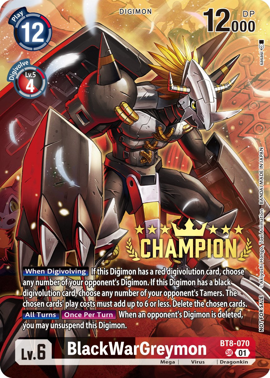 BlackWarGreymon [BT8-070] (Digimon 3-On-3 November 2023 Champion) [New Awakening] | Devastation Store