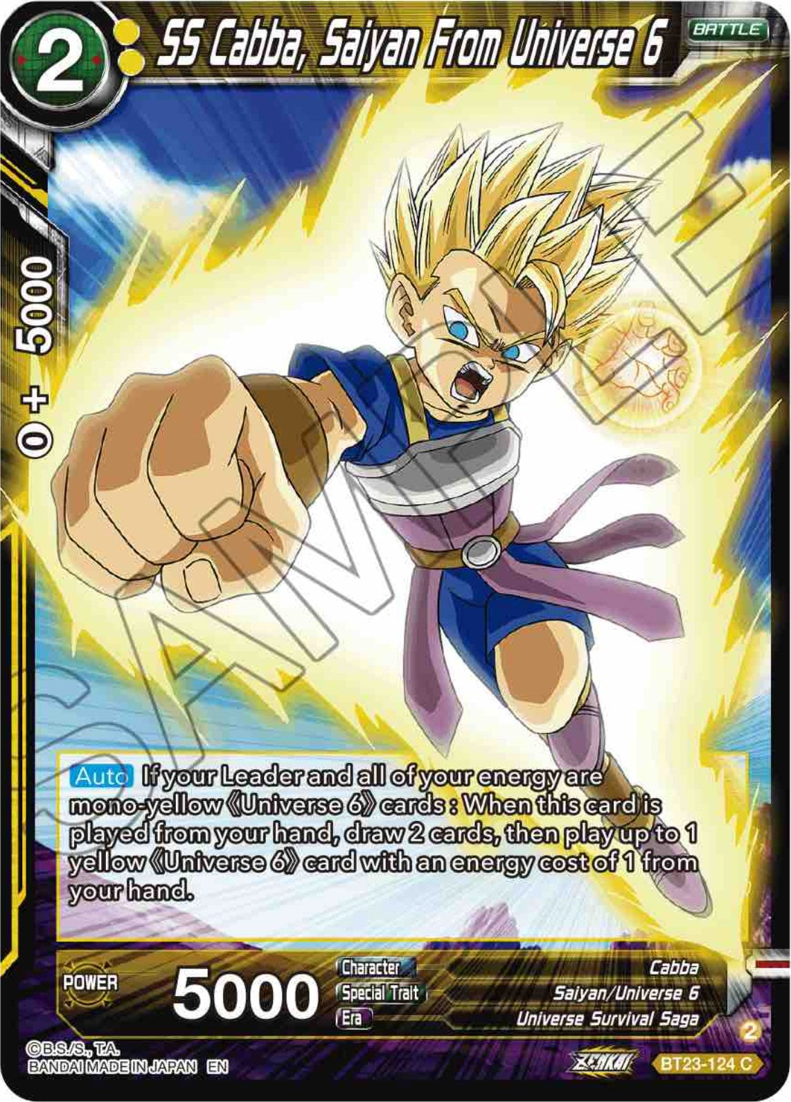 SS Cabba, Saiyan From Universe 6 (BT23-124) [Perfect Combination] | Devastation Store