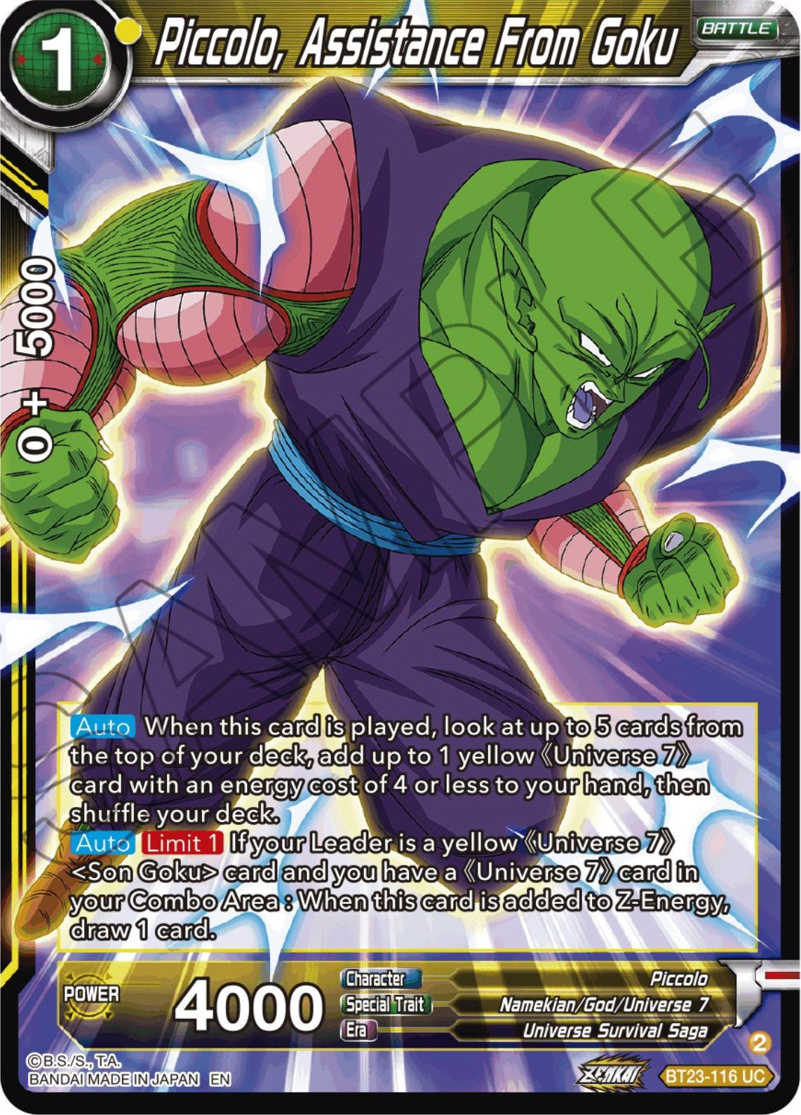 Piccolo, Assistance From Goku (BT23-116) [Perfect Combination] | Devastation Store