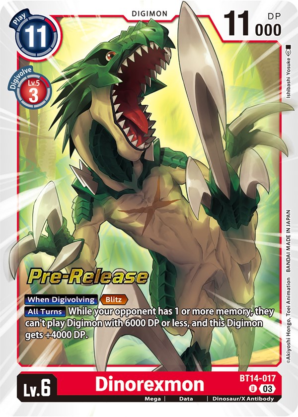 Dinorexmon [BT14-017] [Blast Ace Pre-Release Cards] | Devastation Store