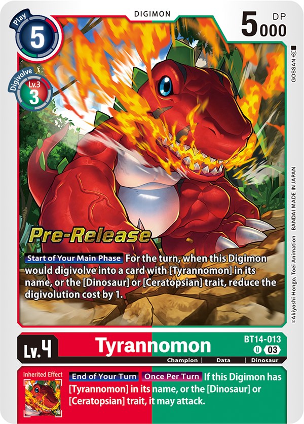 Tyrannomon [BT14-013] [Blast Ace Pre-Release Cards] | Devastation Store
