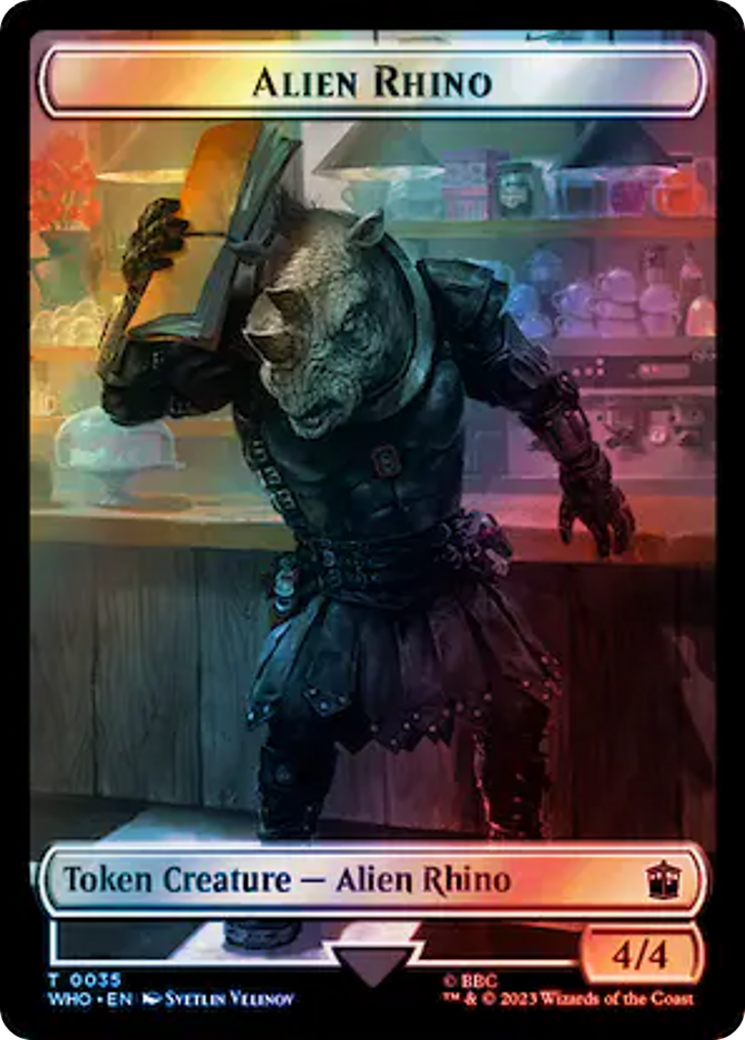 Alien Rhino // Treasure (0061) Double-Sided Token (Surge Foil) [Doctor Who Tokens] | Devastation Store