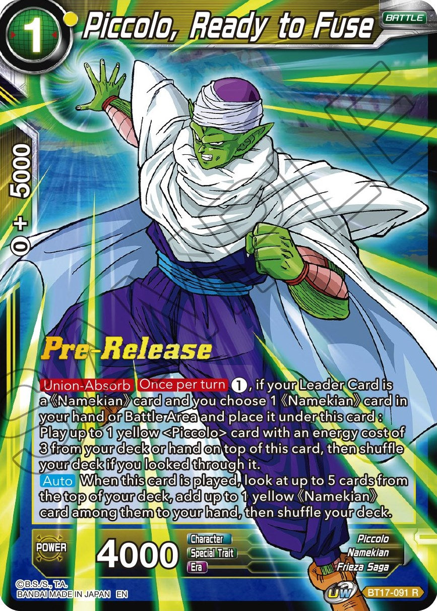 Piccolo, Ready to Fuse (BT17-091) [Ultimate Squad Prerelease Promos] | Devastation Store