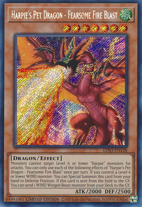 Harpie's Pet Dragon - Fearsome Fire Blast [LDS3-EN138] Secret Rare | Devastation Store