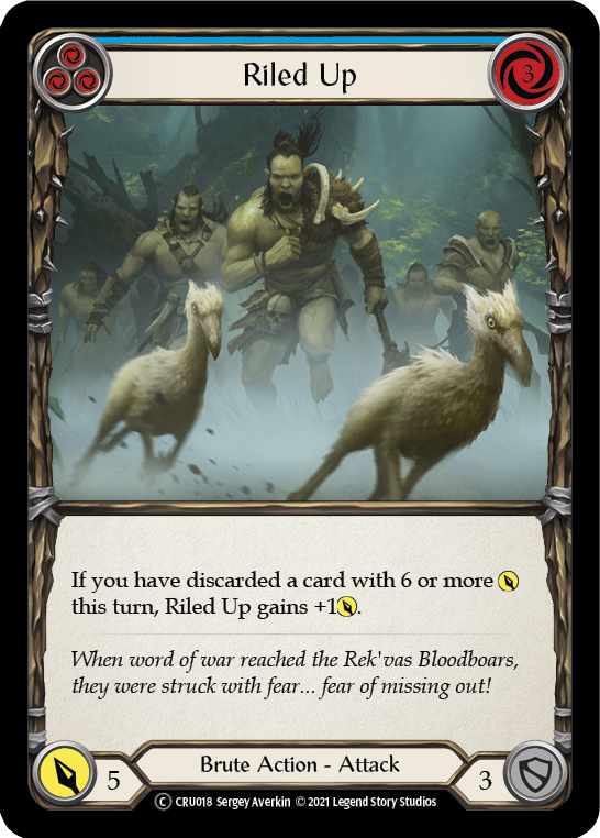 Riled Up (Blue) (Rainbow Foil) [CRU018-RF] Unlimited Rainbow Foil | Devastation Store