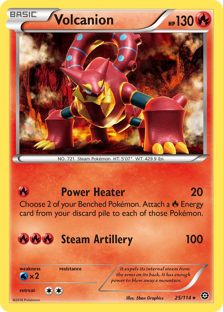 Volcanion (25/114) (Cracked Ice Holo) (Theme Deck Exclusive) [XY: Steam Siege] | Devastation Store