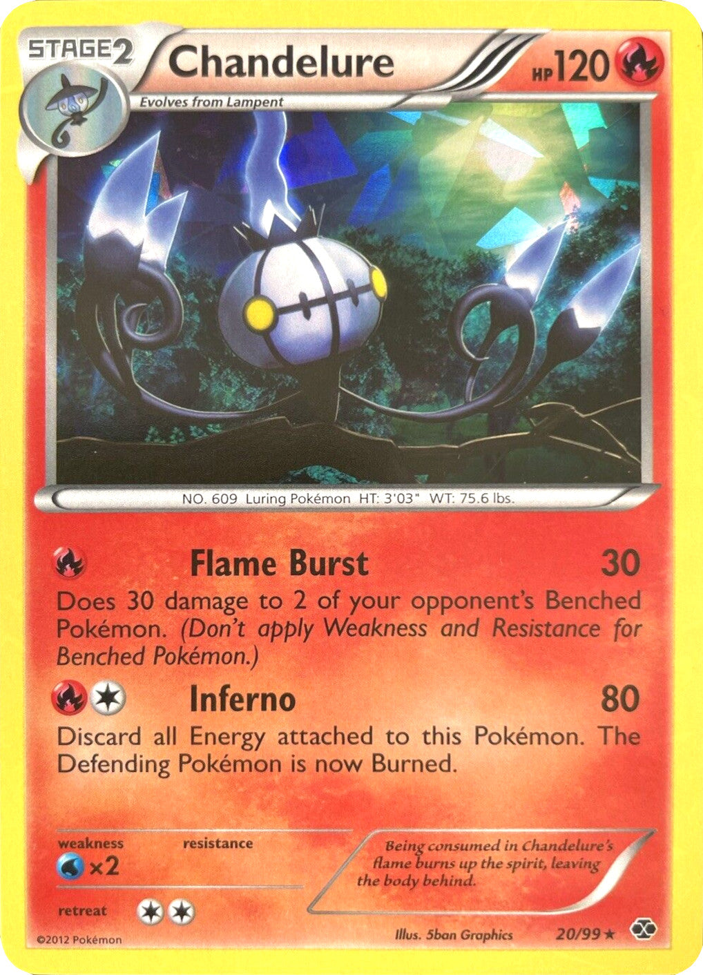 Chandelure (20/99) (Cracked Ice Holo) [Black & White: Next Destinies] | Devastation Store