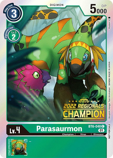 Parasaurmon [BT6-048] (2022 Championship Online Regional) (Online Champion) [Double Diamond Promos] | Devastation Store