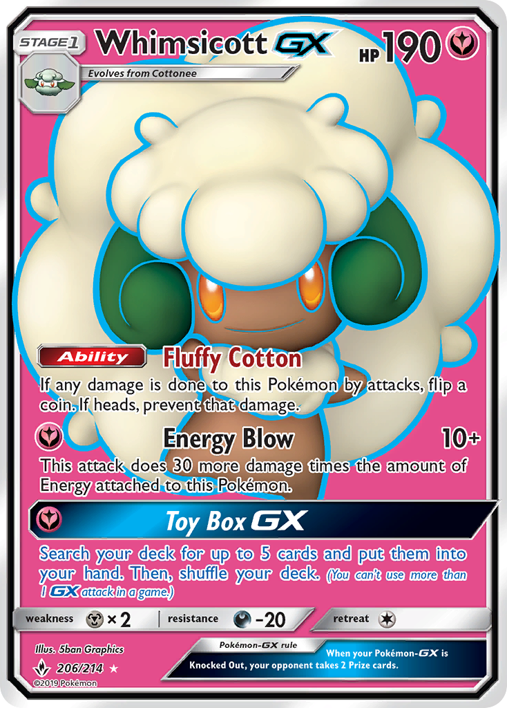 Whimsicott GX (206/214) [Sun & Moon: Unbroken Bonds] | Devastation Store