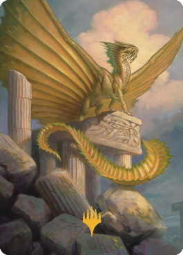 Ancient Gold Dragon Art Card (05) (Gold-Stamped Signature) [Commander Legends: Battle for Baldur's Gate Art Series] | Devastation Store