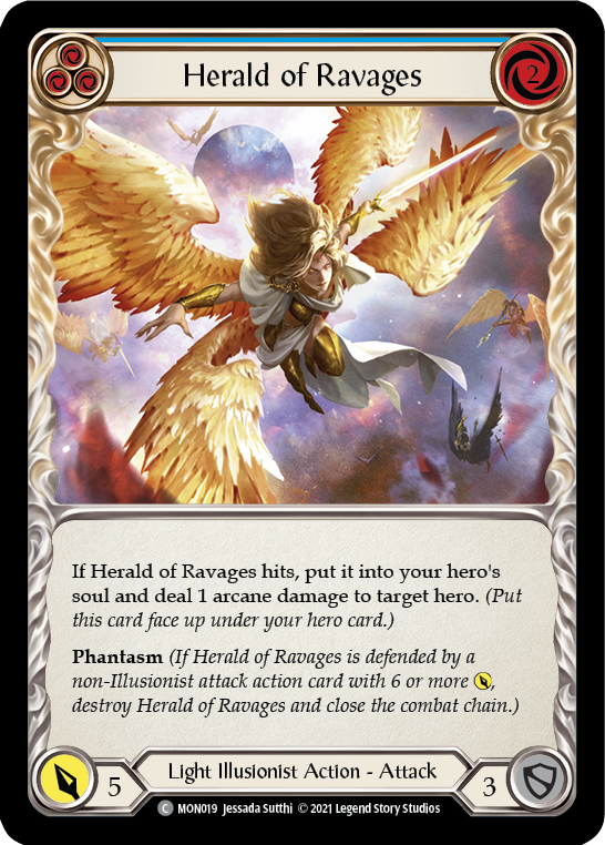 Herald of Ravages (Blue) (Rainbow Foil) [MON019-RF] 1st Edition Rainbow Foil - Devastation Store | Devastation Store