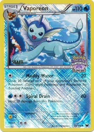 Vaporeon (25/108) (State Province Championship 2013 Promo Staff) [Black & White: Dark Explorers] | Devastation Store