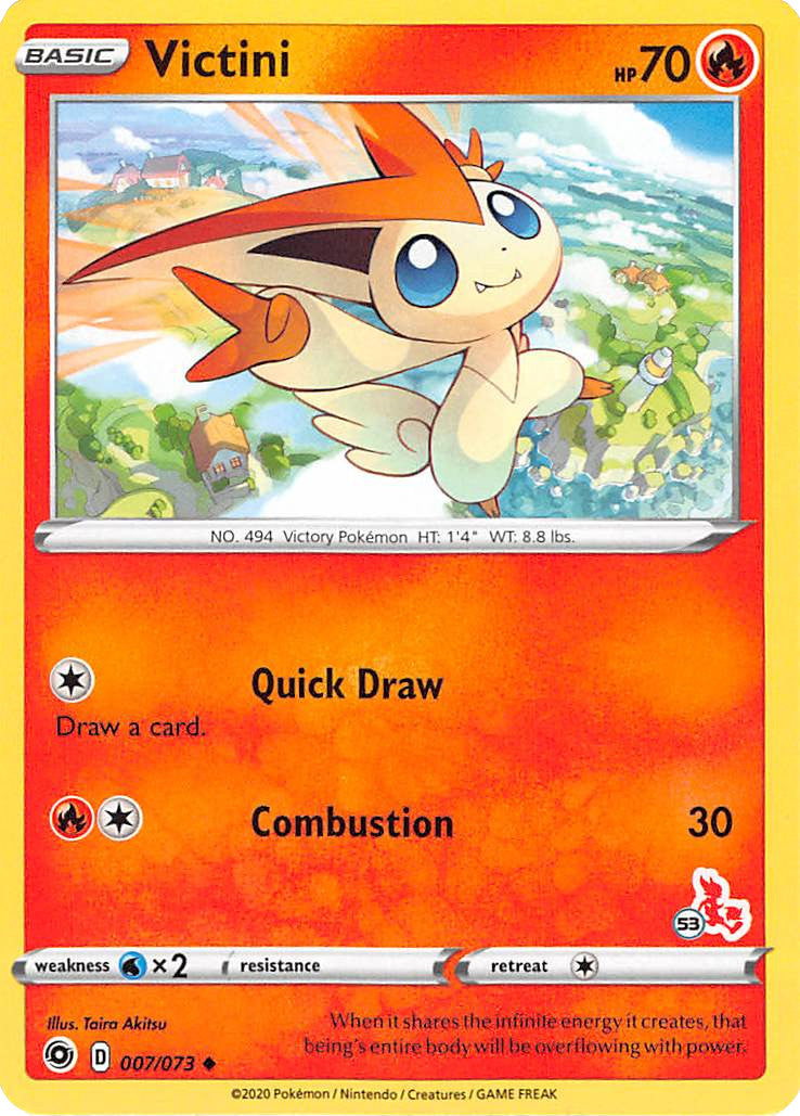 Victini (007/073) (Cinderace Stamp #53) [Battle Academy 2022] | Devastation Store