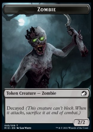 Zombie (005) // Clue Double-sided Token [Innistrad: Midnight Hunt Tokens] | Devastation Store