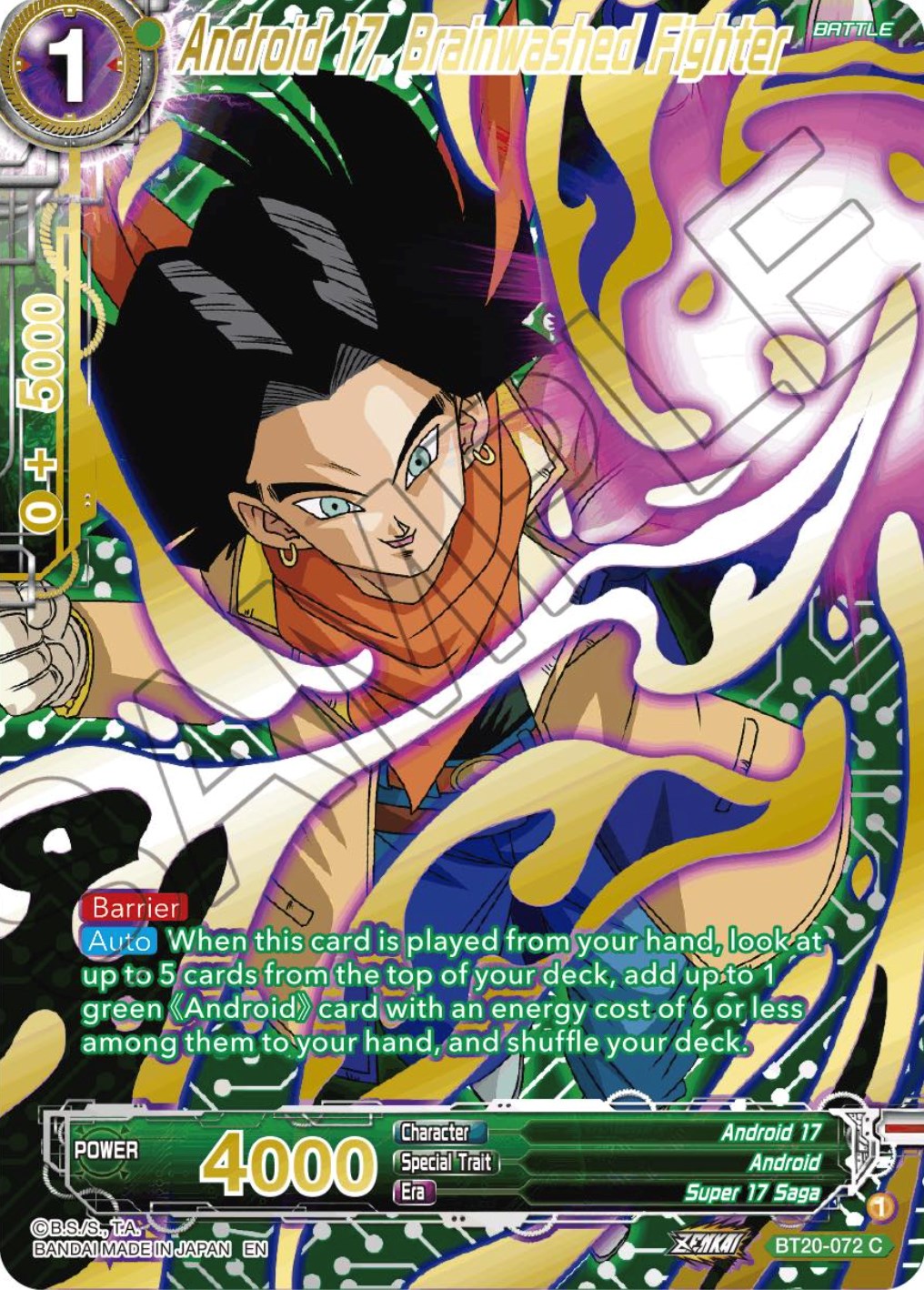 Android 17, Brainwashed Fighter (Gold-Stamped) (BT20-072) [Power Absorbed] | Devastation Store