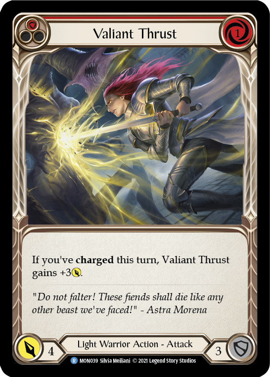 Valiant Thrust (Red) (Rainbow Foil) [MON039-RF] 1st Edition Rainbow Foil - Devastation Store | Devastation Store